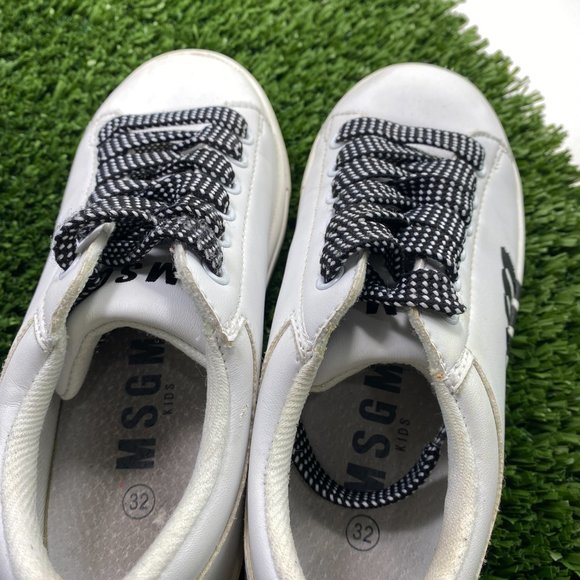 MSGM Kids Unisex White & Black Logo Trainers Kid's 32 - Picture 3 of 8